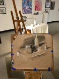 My demo for chiaroscuro drawing using toned paper, drawn while the students observed.