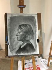 SP18 Portrait Drawing - Final Chiaroscuro Demo mid-progress - Elizabeth M. Willey