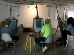 Students at work on final drawing - SP18 Portrait Drawing at St. Louis Artists' Guild